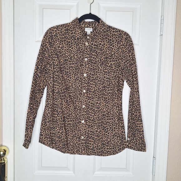 J. Crew Factory Tops - J. Crew Factory Leopard Print Button Down Shirt - Brown Size Medium